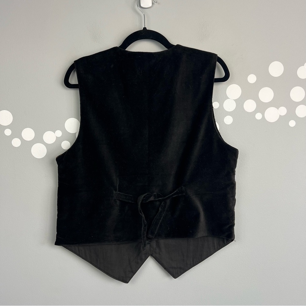 New Directions Vinatge Patchwork Velvet Brocade Vest Size L Adjustable Back Tie - Picture 4 of 6